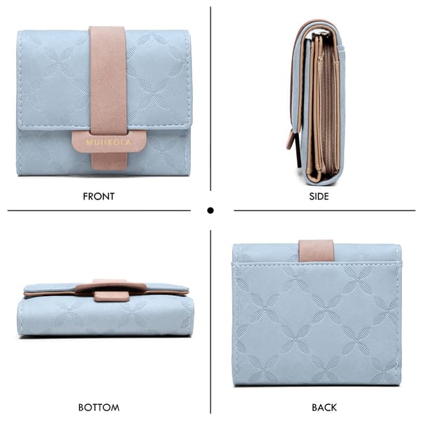Women's Wallet RFID Blocking Wallet Women's 100% Vegan Leather Small Women's Wallet with 5 Card Slots and 1 ID Window, Light Blue Light Blue