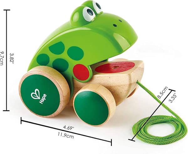 Hape Træ Frø Træk-Langs Legetøj, Lyse Farver