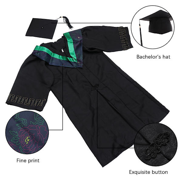 1 Sæt Graduation Supplies Plastik Doktorgrad Baccalaureat Kjole Akademisk Kjole Slør (landbrugsvidenskab) Black 130X105X0.5CM