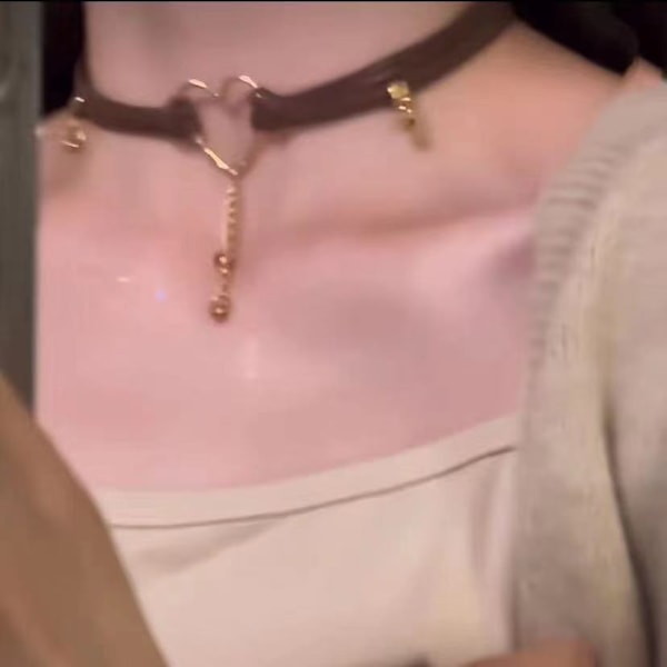 Choker-halsbånd i fløyel, klassisk gotisk chokersett, O-ring krystall choker-halskjede, kunstig lær i lag