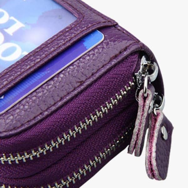 Black Cowhide Leather Wallet with RFID Protection and Many Practical Compartments