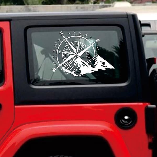Offroad Kompassiruusu Vinyyli Tarra Autoon - Musta, 48x34cm