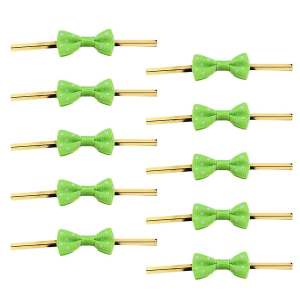 100 st Baking Package Dot Bow Steel Tie Ribbon För Godispåse Dessert Tätning (gul)Grön Green