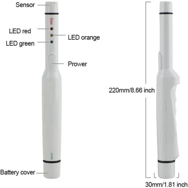 DY80 Bärbar Gasläcksdetektor Brännbart Lpg Naturgasdetektor Propan Butan Metan Naturgas Säkerhetslarmsensor för Hemmet