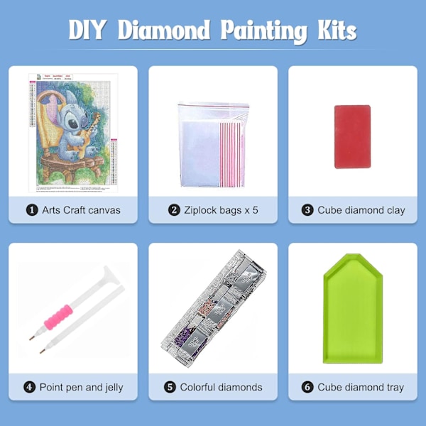DIY-timanttimaalaussarja - Stitch soittaa kitaraa