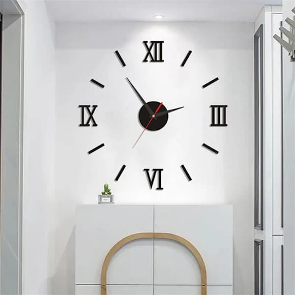 3D Luminous Wall Clock Frameless Acrylic DIY Digital Clock Wall Black Black Non-Luminous