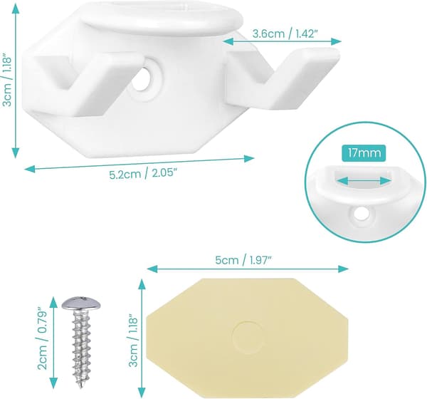 White 16-Pack Self-Adhesive Hat Hangers - Self-Adhesive Wall Hat Holder for Baseball Caps - No-Drill Wall Mount for B