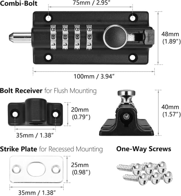 Combination Lock, 4-Digit Combination Lock for Sliding Door, Resettable, Thickened Solid Zinc Alloy Combination Lock, Security Lock [Ho]