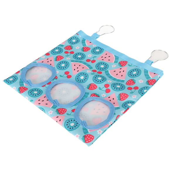 Hanging Hay Feeder for Rabbits, Chinchillas and Hamsters - Waterproof, Durable, Blue Watermelon Pattern, 3 Holes