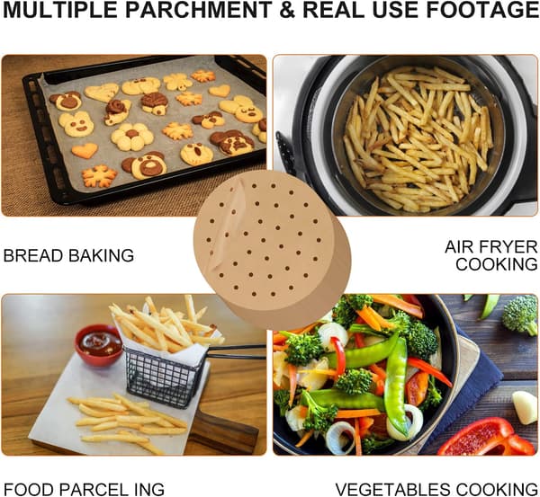 100 ark 20 cm perforeret bagepapir til frituregryde, dampkoger, non-stick bagepapir