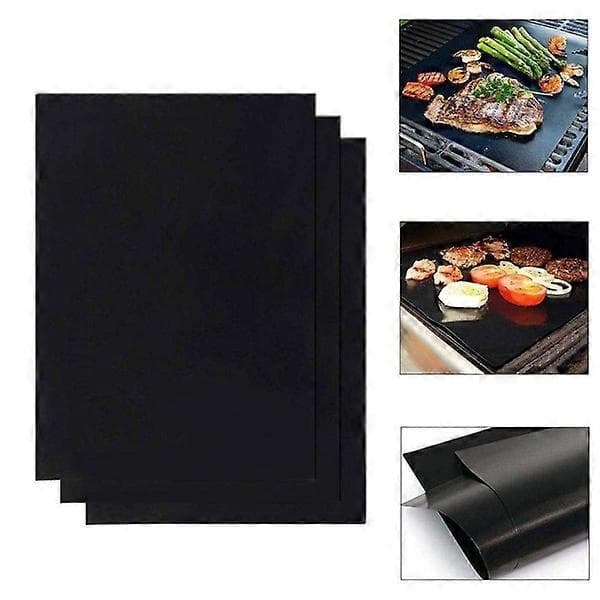 3 grillmåtter, ovnmåtter, bagemåtter - Non-Stick - 40x33 Sort