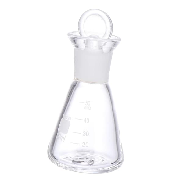50 ml Erlenmeyer-kolbe i glass med silketrykte graderinger og minimal termisk ekspansjon