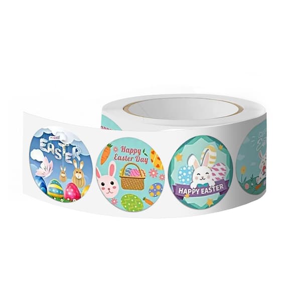 500 Pieces 1 Inch \"Happy Easter\" Roll Stickers for Small Business, Gift Packaging, Cards