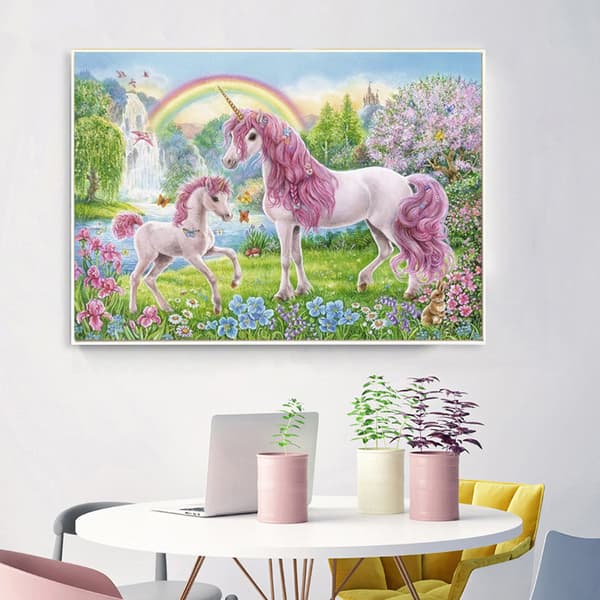 30 x 40 cm, Enhörning Diamantmålning Diamantbroderi Målning