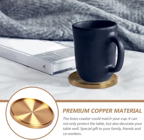 Durable Copper Coaster Desk Cup Pad Golden Pure Copper Heat Resistant Protection