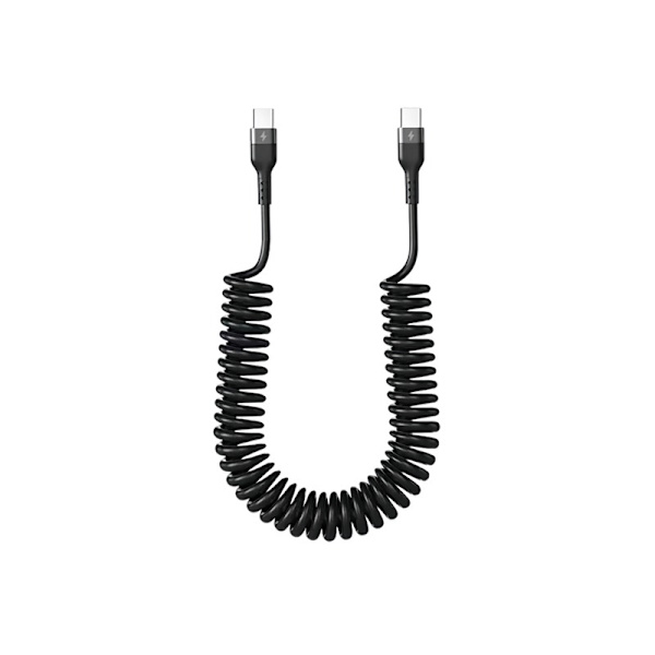 1.5M USB Type-C til Type-C Spiralkabel - 5A Hurtiglading, Kompatibel med Huawei, Apple, Android