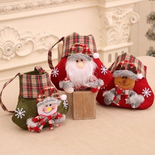Packaging Bag - KZQ - Christmas - 3 Patterns - 6.6 x 17 cm - Reusable Fabric