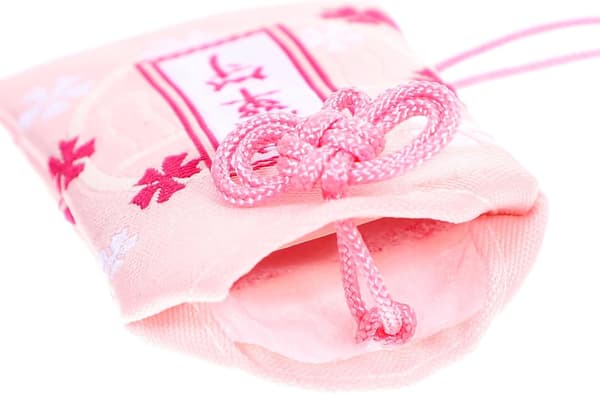 Omamori prydnad japansk stil brokad charm rosa välsignelseväska amulett