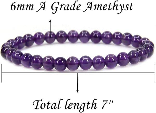 Håndlaget Edelsten Halvedelsten 6mm Runde Perler Stretch Armbånd 7 \" Unisex AA Kvalitet Ametyst
