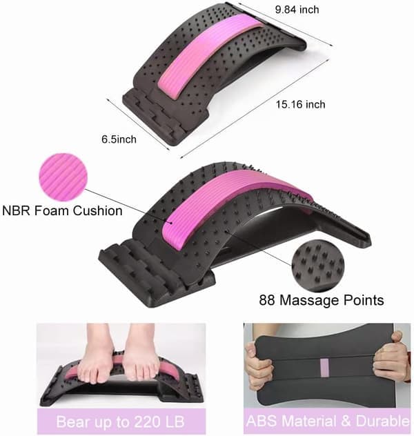 Lumbar Support Board 4 Levels Adjustable Non-Slip Lumbar Massager Lumbar Support Board for Back For