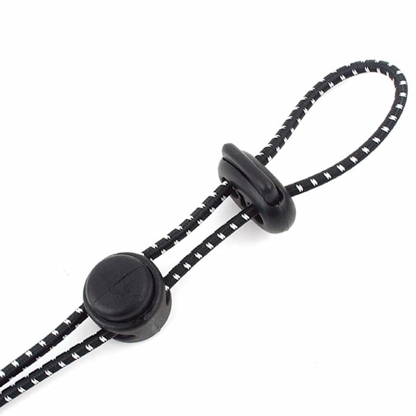 2 stk. Svarte Ryggsekk Turstav Stropper Justerbar Elastisk Tau Lanyard Feste Spenneholder for Utendørs Fotturer Gåing Trekking