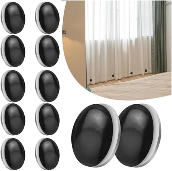 12-pack Duschdraperimagneter Draperihållare Draperivikter Duschdraperitillbehör för Duschdraperier, Draperier (Svart)