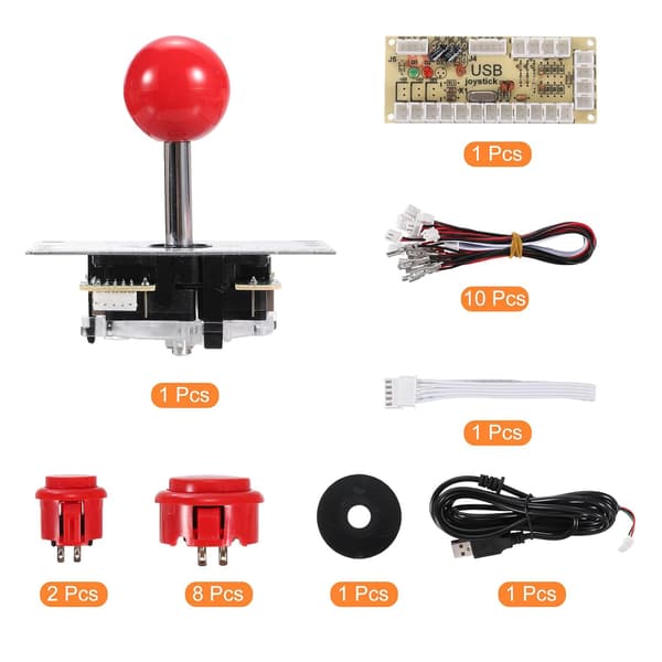 PC Joystick DIY-sæt Arcade-spildele Knap ABS 5 Pin til Klassisk Rød