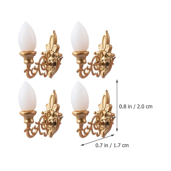 4 stk Simulerte Vegglamper Mini Lysende Vegglampe Sandbord DIY Materialer Gull 1,7X2CM Gold 1.7X2CM