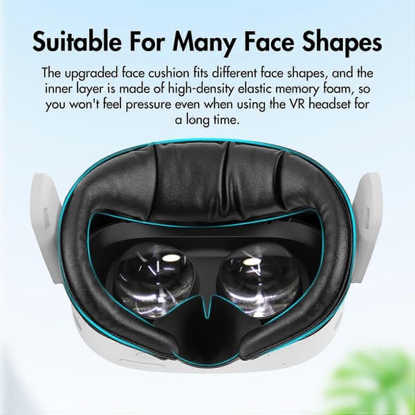 3-in-1 Replacement Mask for Meta Quest 3S Soft PU Pad + Face Interface + Silicone Nose Pad VR Head