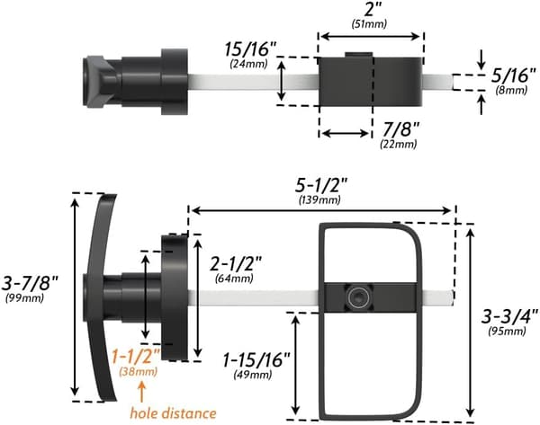 Barn Door Lock, T-Handle Barn Door Lock, 5-1/2 \" Stem - 2 Keys - Barn Door Hardware - Black (Barn Lock - 1)
