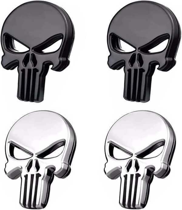 4 stk 3D dødninghode Punisher bilklistremerke i metall