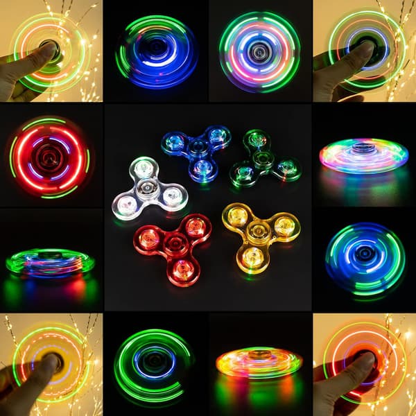 2 st LED-ljus Fidget Spinner - Kristallgrön, Ljus Fidget Finger