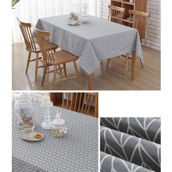 Tvättad bordsduk rektangulär med lotuseffekt, vattentät canvas-bordsduk, fläckskydd, lättskött och smutsavvisande bordslinne, grå, 140 x 180 cm