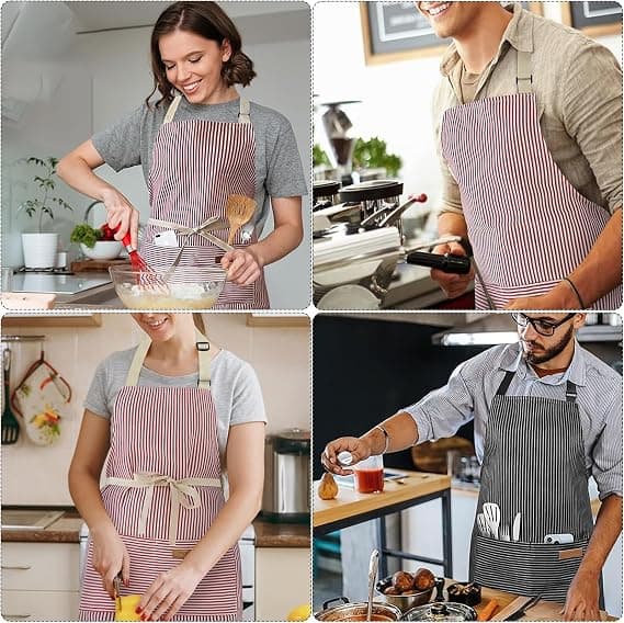 1 st Justerbart Förkläde Unisex Förkläde med Ficka Matlagning Kök Kock Förkläden för Kvinnor Män Hem Kök röd