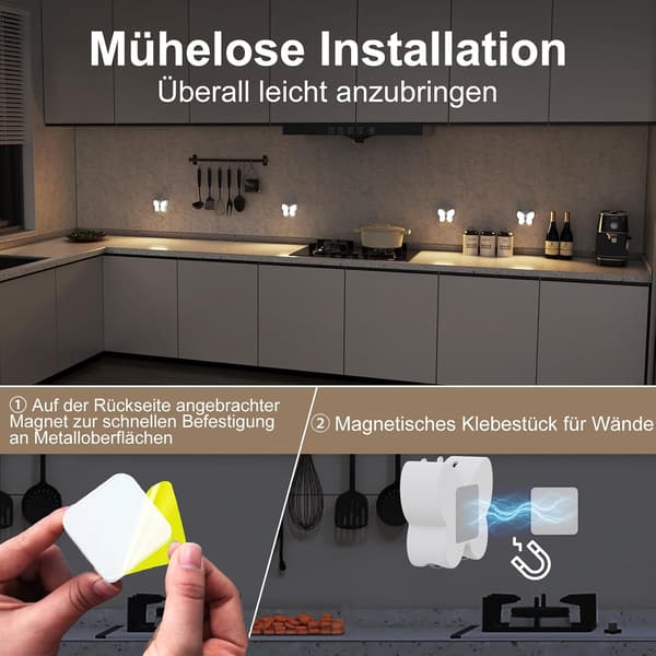 wxsp 2-pack Motion Sensor Night Light - Rechargeable Magnetic LED Lamp - HD021 Model - Auto