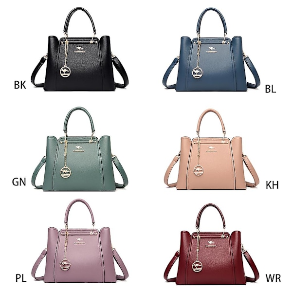 Stor Messenger Väska för Kvinnor Mjuk PU Axelväska Lyxig Crossbody Väska Blå