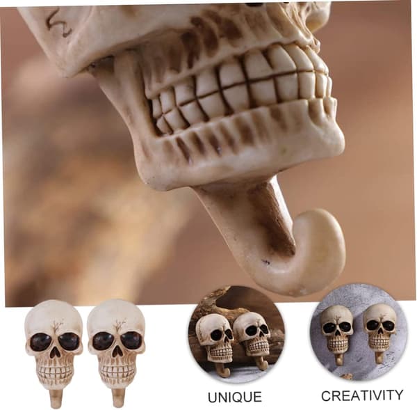 2pcs Skull Hook Halloween Creative Wall Mounted Hangers Home Hook Decorative