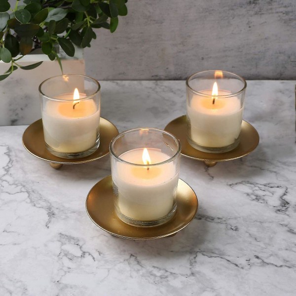 4 kpl kultainen rautalevy kynttilänjalka, koristeellinen pilarikynttilälevy, jalusta kynttilänjalka, yhteensopiva Ledin kanssa