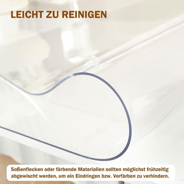 Thick transparent tablecloth 60 x 120 cm. Waterproof and washable transparent table protector. Transparent PVC protective tablecloth. Protects against scratches
