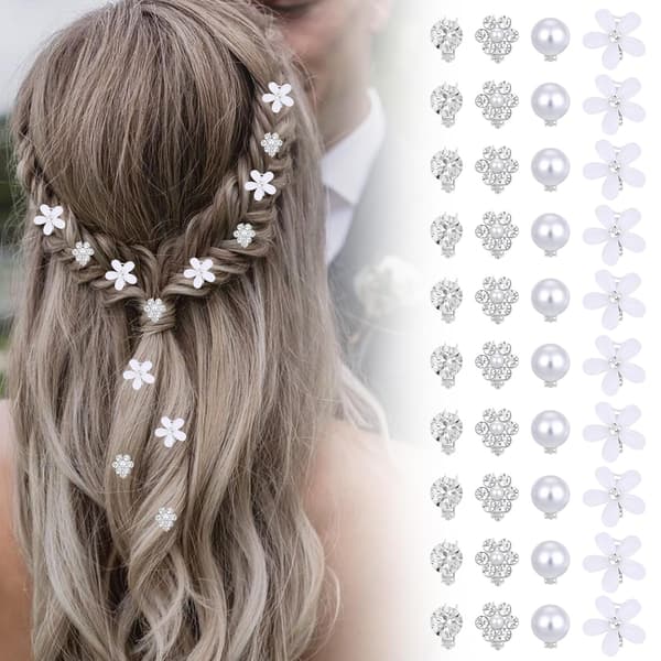 40 Stk. Mini Blomster Hår Rhinestone til Bryllupsfest Dagligdags Kvinder