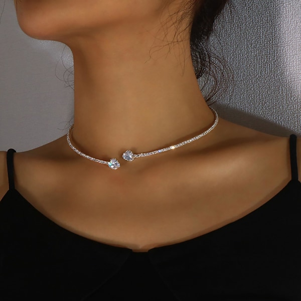 Choker Halskæder Justerbar Krystal Fest Halskæde Glimmer Bryllup Halskæde Guld eller Sølv Kæde Smykker