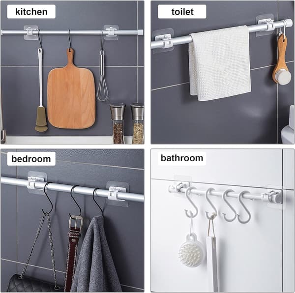 Curtain Rod Hooks, 8 Pieces White, Hanging Hooks for Curtain Rails, Wall Mounting