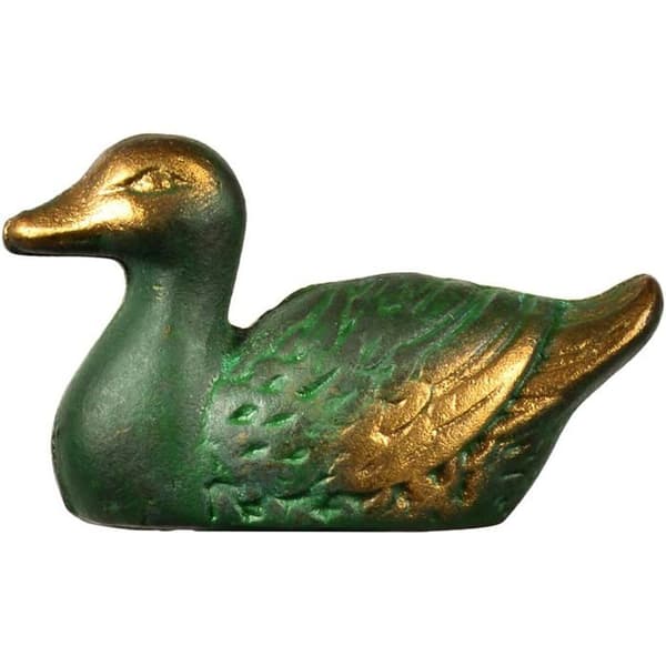 Antique Style Garden Tap - 1 Unit - Patinated Brass - Duck-shaped Handle and Wall Socket - P