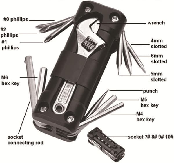 Multifunctional Combination Tool, Outdoor Camping Bicycle Motorcycle Tool KT-02, Lightweight Safety Maintenance Tool