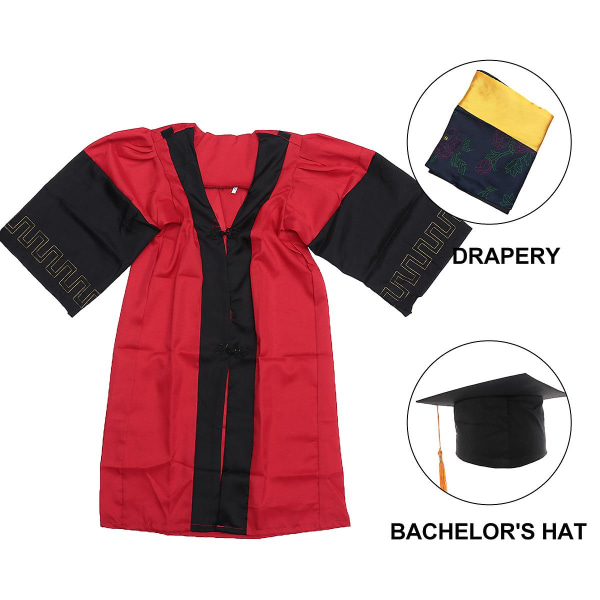 1 stk Graduation Season Baccalaureate kjole akademisk kjole Doctoral graduation kjole kappe til kandidater Red 114X100X0.5CM