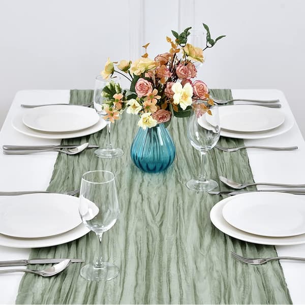 Large Boho Sheer Wedding Table Runner, Romantic Rustic Gauze Table Linen Birthday Wedding Party Decorations