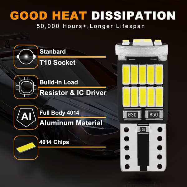 10 vita dekoderingslamper T10-4014-26smd superlyse LE
