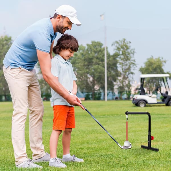A set of golf trainer practice irons swing grids, equipped with 3-height indoor golf practice simulator accessories and auxiliary equipment.