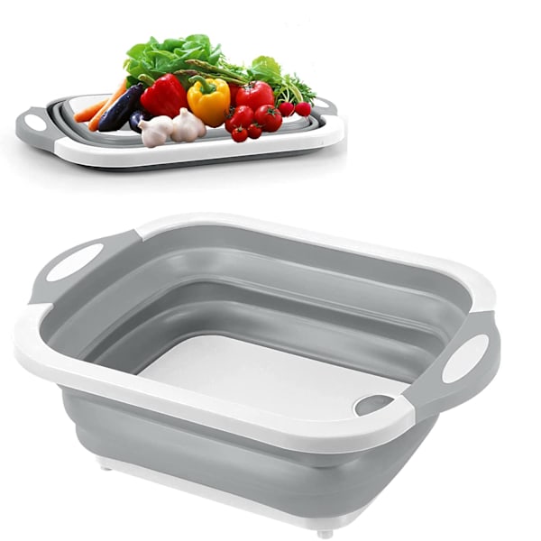 Collapsible Cutting Board - Portable Multi-Purpose Dish Tub - Washing and Draining Fruits and Veggies with Food-Grade Sink Storage