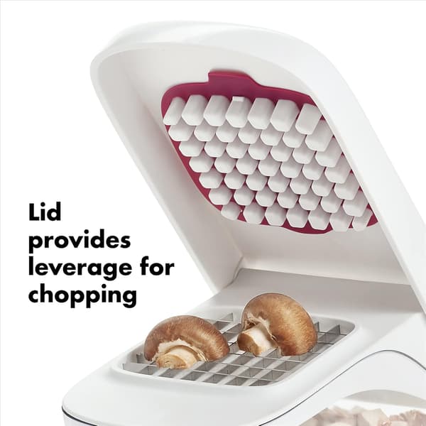 Vegetable Chopper with Easy-Open, Non-Slip Base, Removable Grid, Practical, White
